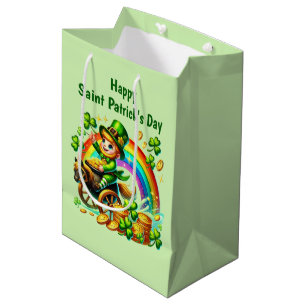 Cool Happy Saint Patrick's Day leprechaun Medium Gift Bag