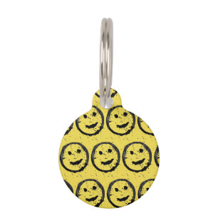 Cool Happy Smiling face yellow Custom Text Pet Tag