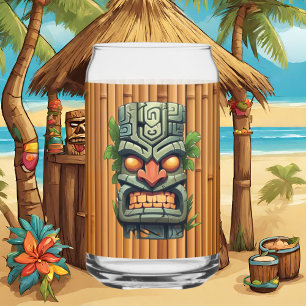 Cool Hawaii tiki head party Can Glass
