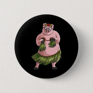 Cool Hawaiian Luau Pig Funny Boar Lover Hula Danci 6 Cm Round Badge