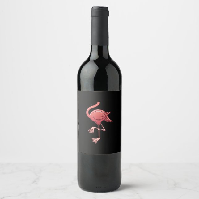 Cool Headless Flamingo Halloween Costume  Funny Wine Label (Front)