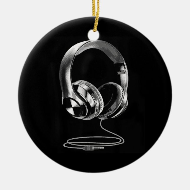 Cool Headphones Design For Men Women DJ Music Ceramic Tree Decoration (Front)