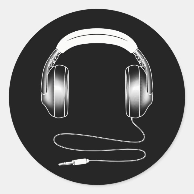 Cool Headphones DJ Music Artist Lover Classic Round Sticker (Front)