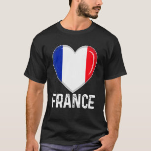 Cool Heart France Flag Men Women Kid Patriotic T-Shirt