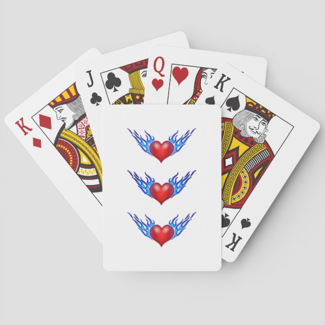 Cool Heart 'n Blue Flame Playing Cards (Back)