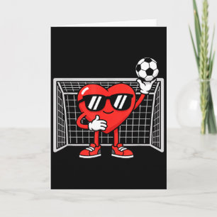Cool Heart Playing Soccer Kids Valentine Goalkeepe Card