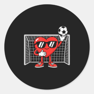 Cool Heart Playing Soccer Kids Valentine Goalkeepe Classic Round Sticker