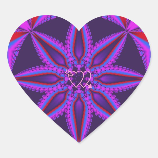 Cool heart shaped sticker fantasy flower & hearts (Front)