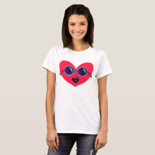 Cool Heart With Sunglasses Graphic T-Shirt