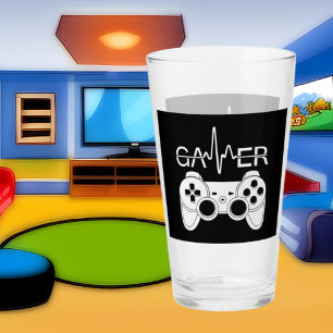 cool heartbeat gamer word art glass