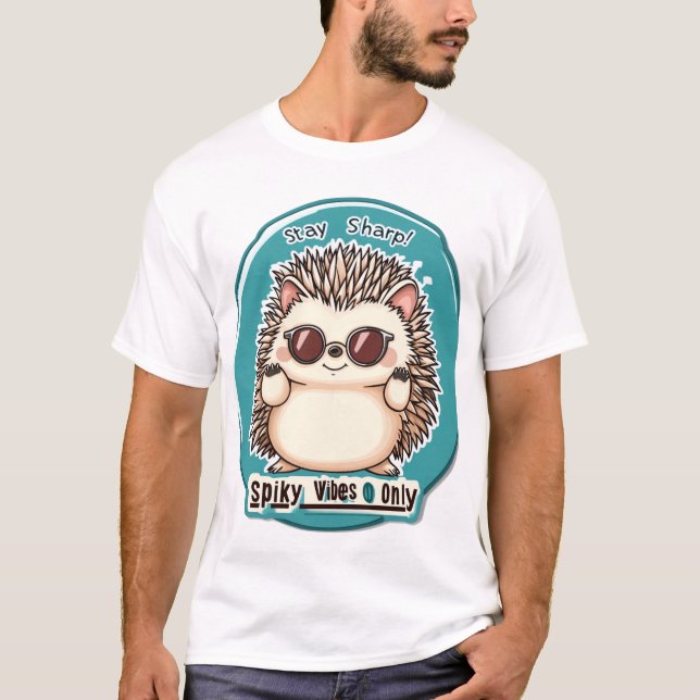 Cool Hedgehog Sticker T-Shirt Design – "Stay Sharp (Front)