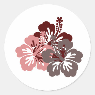 cool hibiscus classic round sticker