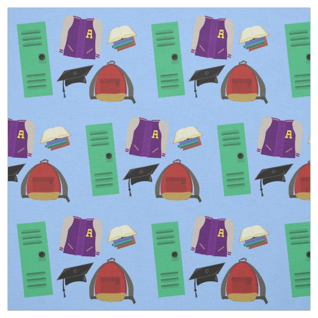 Cool High School Art Life Pattern Design Fabric (Swatch)
