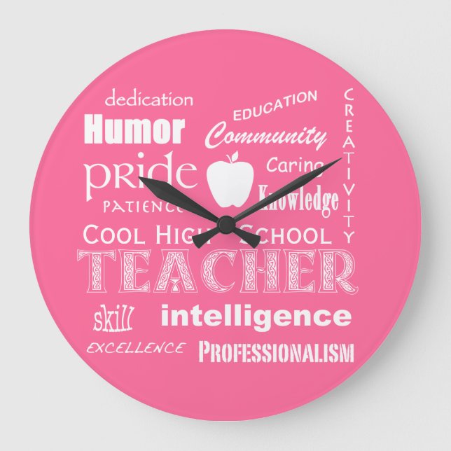 Cool High School Teacher Attributes+Apple Large Clock (Front)