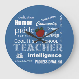 Cool High School Teacher Attributes+Red Apple Large Clock