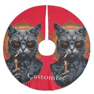 Cool Hip Cat Thunder_Cove Brushed Polyester Tree Skirt