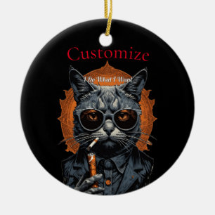 Cool Hip Cat Thunder_Cove Ceramic Tree Decoration