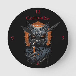 Cool Hip Cat Thunder_Cove Round Clock