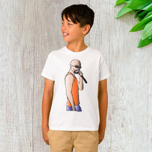 Cool Hip Hop Bald Guy Singer with Microphone  T-Shirt