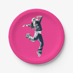 Cool hip hop dancer art paper plate