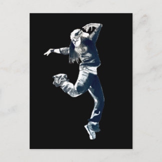 Cool hip hop dancer girl illustration postcard