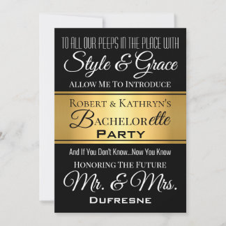 Cool Hip Hop His & Hers Bachelor/Bachelorette Invitation
