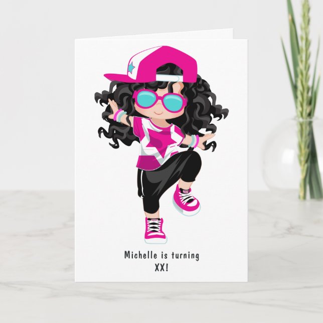 Cool Hip Hop Rap Girl Birthday Party Photo Invitation (Front)