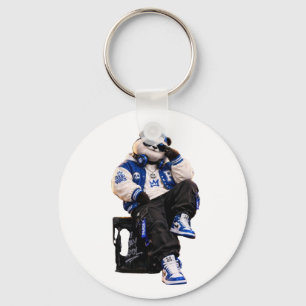 Cool Hip Hop Teddy Bear Round Pin Back Button Key Ring