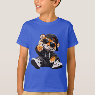 Cool Hip Hop Tiger Boys T-Shirt Cute Tiger with