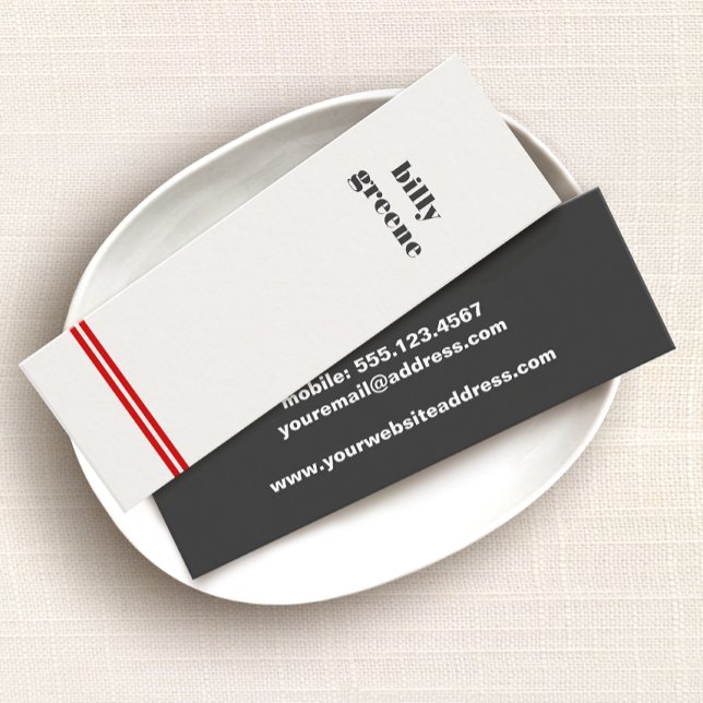 Cool Hip Minimalistic Red Striped Mini Mini Business Card (Creator Uploaded)