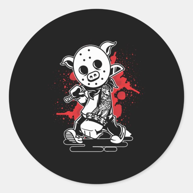 Cool Hiphop Pig Dude Street Graffiti Art Hip Hop U Classic Round Sticker (Front)