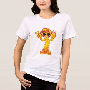 Cool Hippie Mushroom Character with Sunglasses Tri-Blend Shirt
