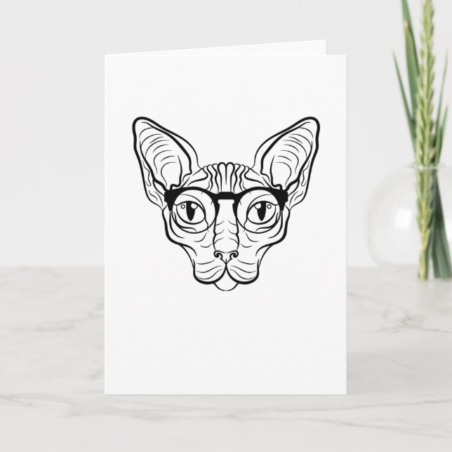 Cool Hippie Sphynx Cat Siamese Cat persian glasses Card (Front)