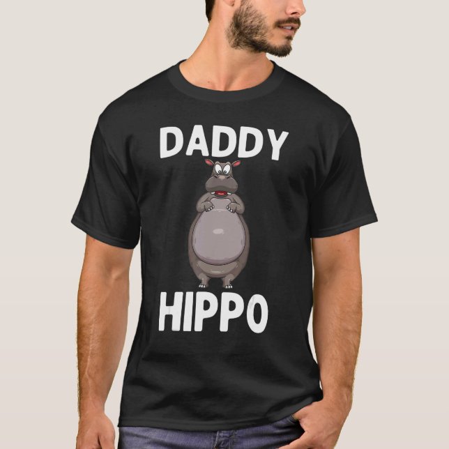 Cool Hippo For Men Dad Hippopotamus Zoo Safari Hip T-Shirt (Front)