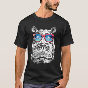 Cool Hippopotamus Hippo Hipster Wildlife Zoo Ani T-Shirt