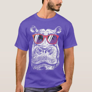 Cool Hippopotamus Hippo Lover Hipster Wildlife Zo T-Shirt