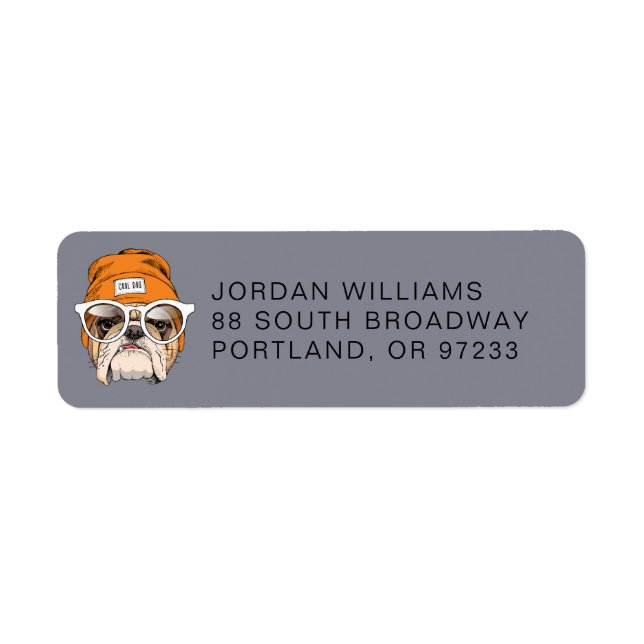 Cool Hipster Bulldog | Add Your Name (Front)