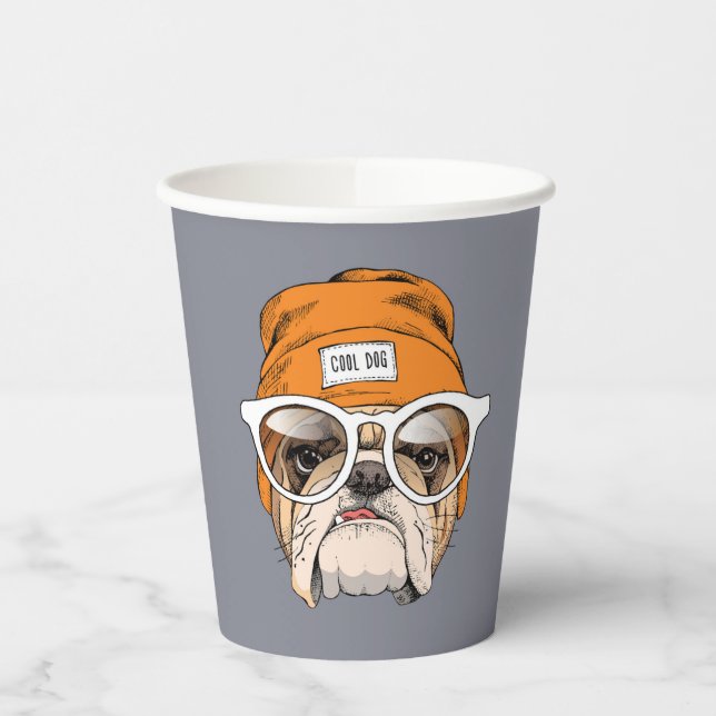 Cool Hipster Bulldog Paper Cups (Left)