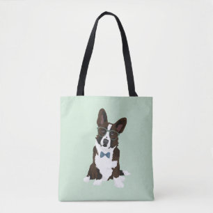 Cool Hipster Cardigan Welsh Corgi for Dog Lovers Tote Bag