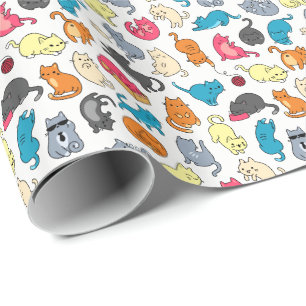 Cool Hipster Cartoon Cats Gift Wrap