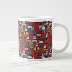 Cool Hipster Cat Pattern Large Coffee Mug