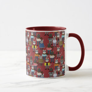 Cool Hipster Cat Pattern Mug