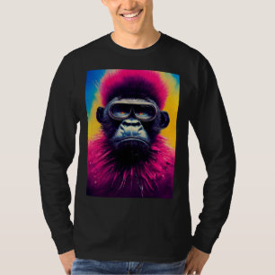Cool Hipster Colorful Gorilla Illustration Graphic T-Shirt