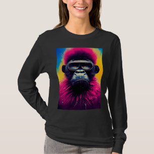 Cool Hipster Colorful Gorilla Illustration Graphic T-Shirt