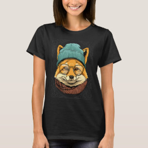 Cool Hipster Fox Wild Animal Wearing Glasses Nerd T-Shirt