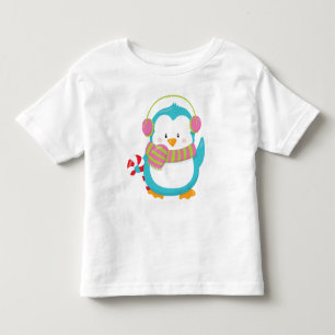 Cool Hipster Penguin Winter Kids Toddler Christmas T-Shirt