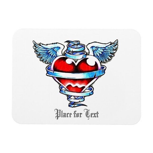 Cool Holy Heart with Angel Wings Magnet (Horizontal)