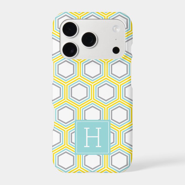 Cool Honeycomb Pattern and Aqua Monogram (Back)