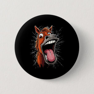 Cool Horse Showing Tongue Horses Riding On Horseba 6 Cm Round Badge