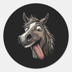 Cool Horse Showing Tongue Horses Riding On Horseba Classic Round Sticker